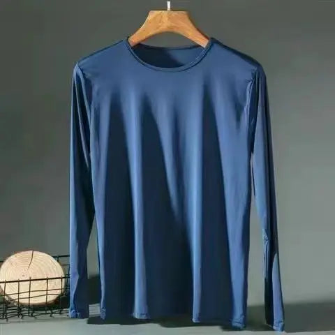 Summer Ice Silk T-shirt Men's Cold Short Sleeve O-neck Stretch Quick-drying Breathable Sports Shirt T Shirt Men Cool Down Tops