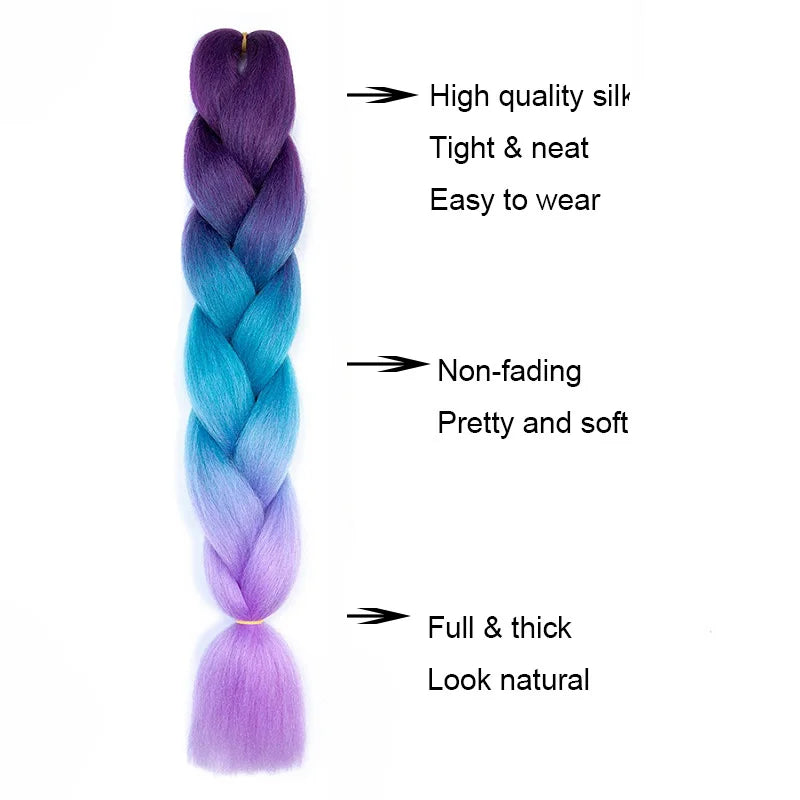 WIGSIN 24Inch Synthetic Long Straight Jumbo Braiding Hair Extension DIY Box Twist Crochet Hairpiece for Women Viralgem Store