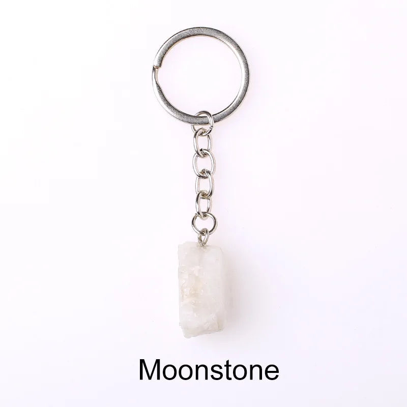 20pcs Natural Rough Raw Stone Crystal Quartzs Keychain Women Men Handbag Hangle Car Key Holder Raw Mineral Stone KeyRing Jewelry Viralgem Store
