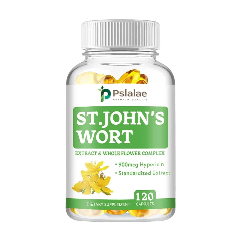 St. John's Wort Supplement  - Promotes Mental Health, Relieves Stress and Anxiety, Positive Mood - 120 Capsules