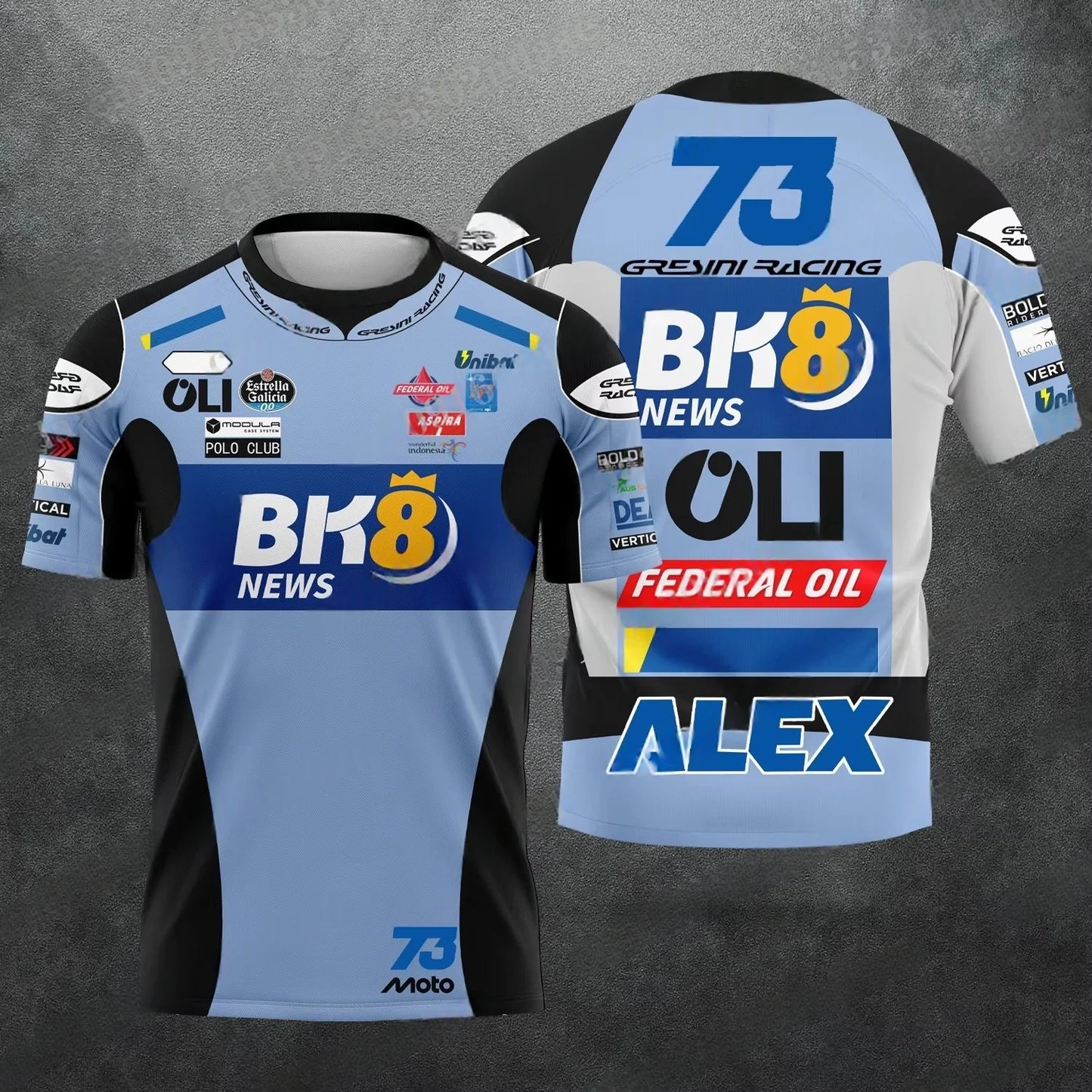 2025 Summer New Motorcycle GP Racing Suit Motorcycle Riding Top Alex Márquez # 73 Breathable Quick Drying Short Sleeved T-Shirt