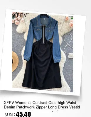 XFPV Female Dress Square Collar Solid Puff Sleeve Backless Bow High Waist Elegant Fashion Vestidos Spring Autumn2024 SM9457