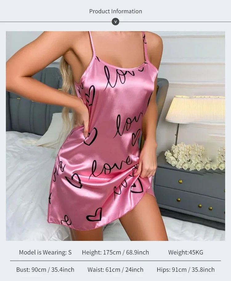 Women Sexy Sleeveless Nightdress Satin Chemise Lingerie Sleepwear Night Dress Cami Slip Dress Nightwear Nightgowns