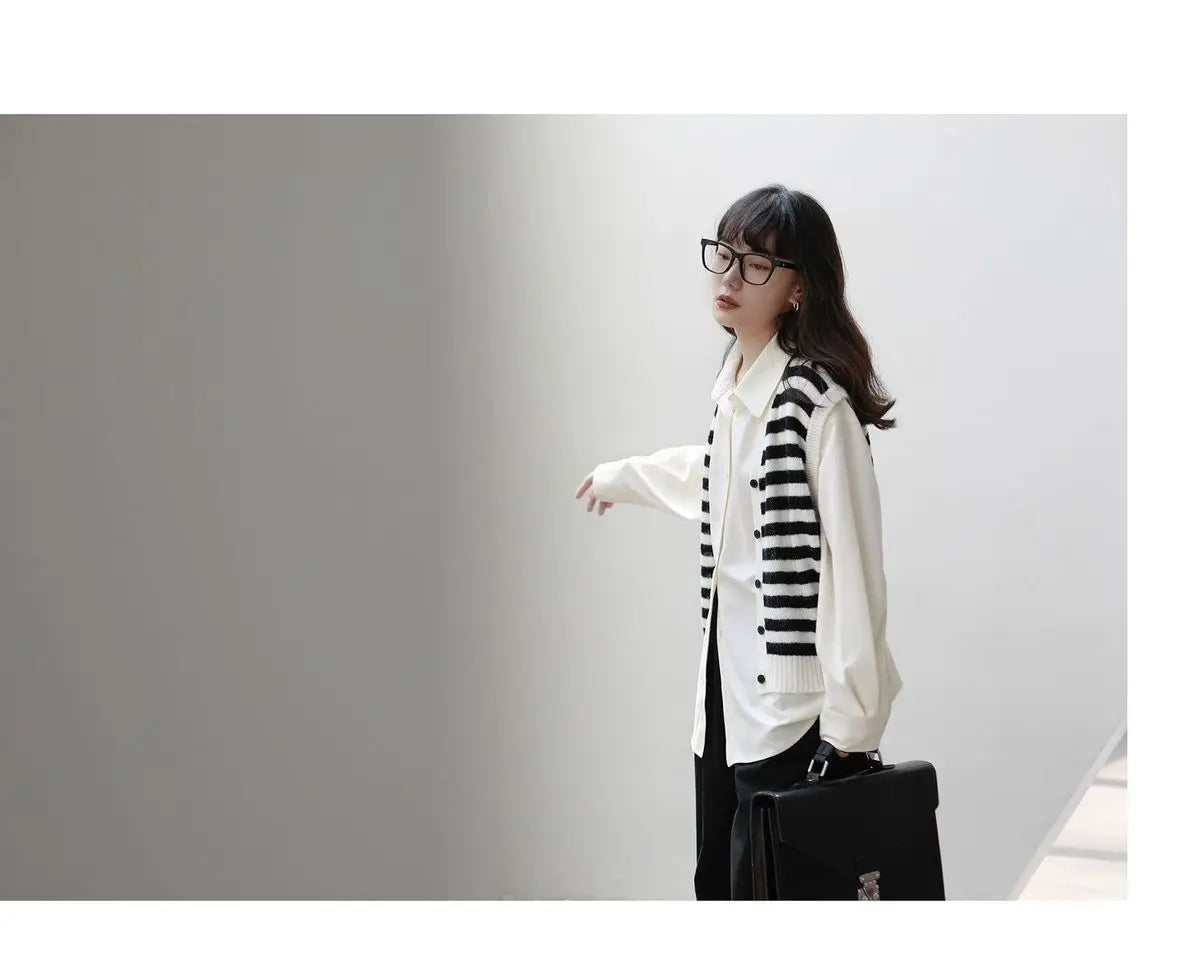 2025 Summer Minimalist Long Sleeve Button Up Shirt Women Korean Style Solid Tie Oversize Shirts Blouse Loose Clothes Autumn Tops