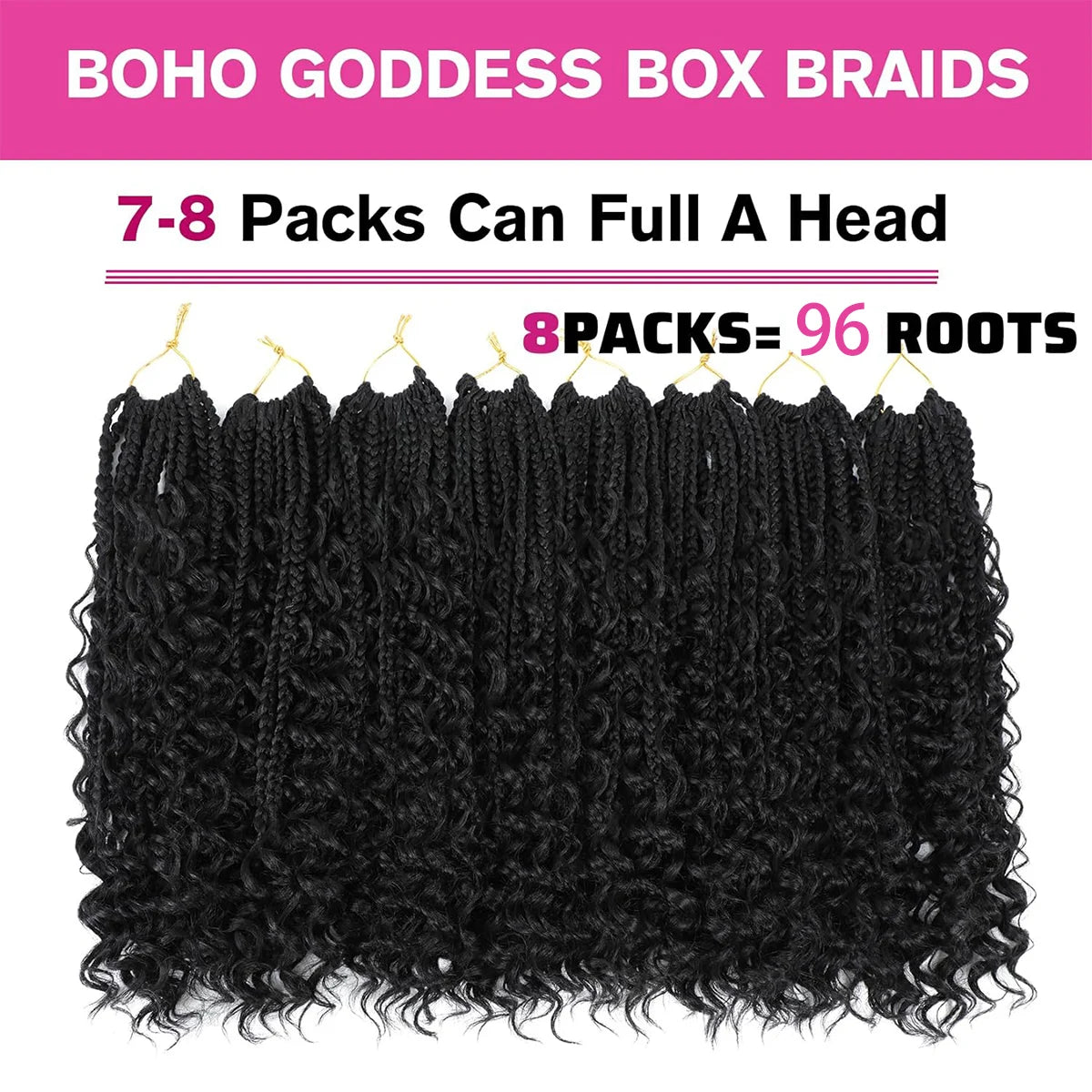 10 Inch Goddess Box Braids Crochet Hair 1Pack/Lot Synthetic Boho Crochet Box Braids With Curl Ends Box Braids Hair Extensions