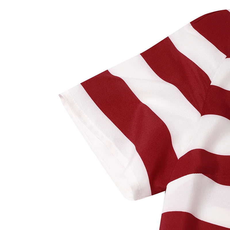 Stripe Maxi Dress VONDA Women Sexy Off Shoulder Printed Sundress 2024 Elegant Casual Loose Short Sleeve Robe Bohemian Vestidos