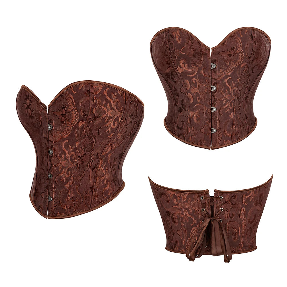 Women Steampunk Corset Bustier Overbust Lingerie Sexy Corselet Lace Up Plus Size Brocade Crop Tops Vest Female Gothic Costume Viralgem Store