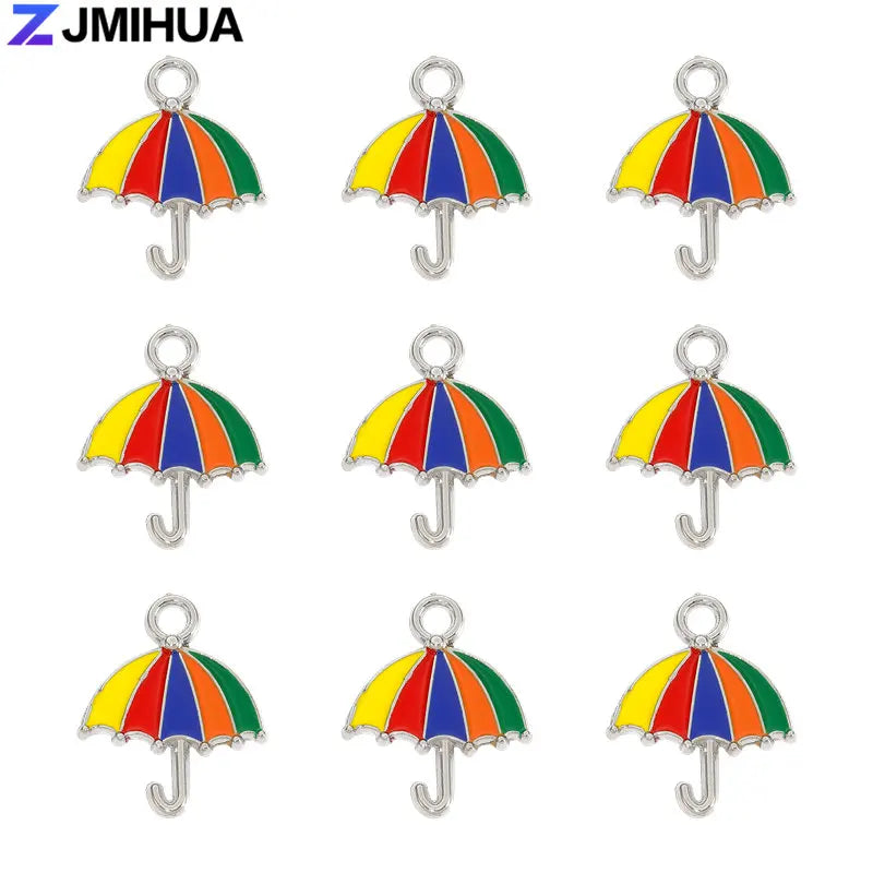 20pcs/lot Metal Enamel Cute Umbrella Charms For Jewelry Making Earrings Pendant Necklaces Bracelets DIY Handmade Accessories