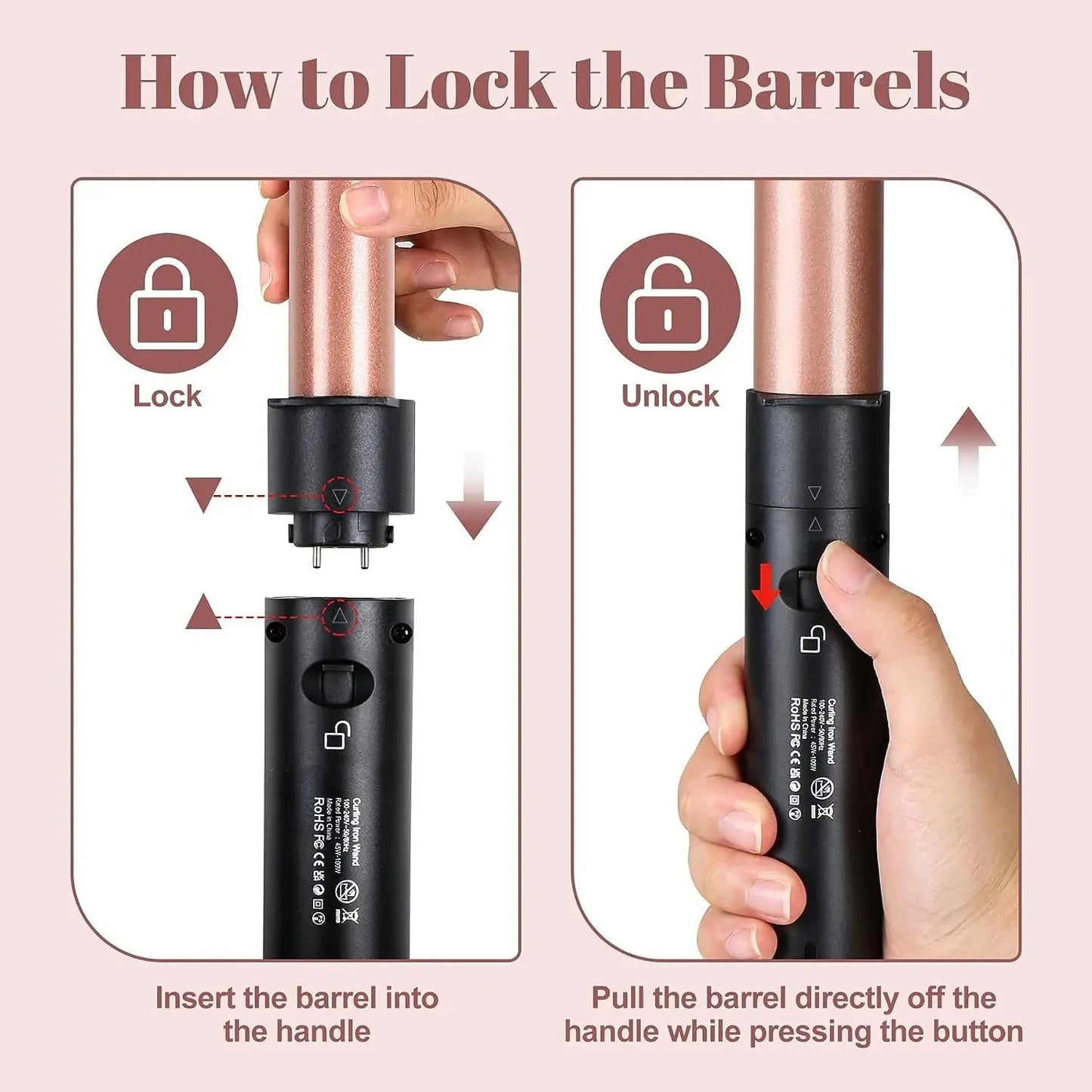 5 in 1 Curling Iron Set with Curling Brush, 0.35”-1.25” Hair Curler Wand for Hairstyle and Heat Resistant Gloves and Hair Clips Viralgem Store