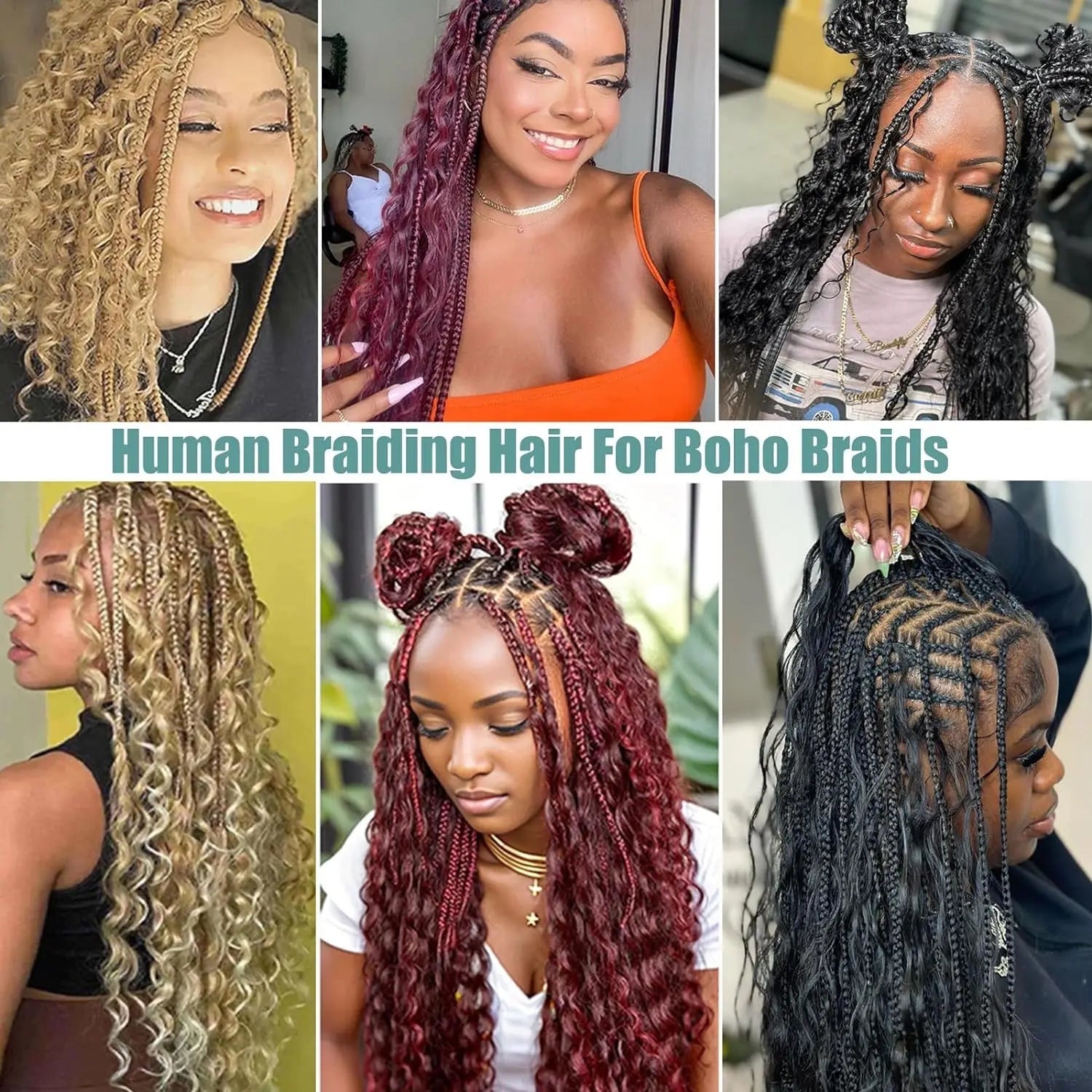 22Inch 100% Human Hair Bundle No Weft Deep Wave Curly Brazilian Virgin Hair for Boho Braid Burgundy 1 2 3 Bundles Hair for Women Viralgem Store