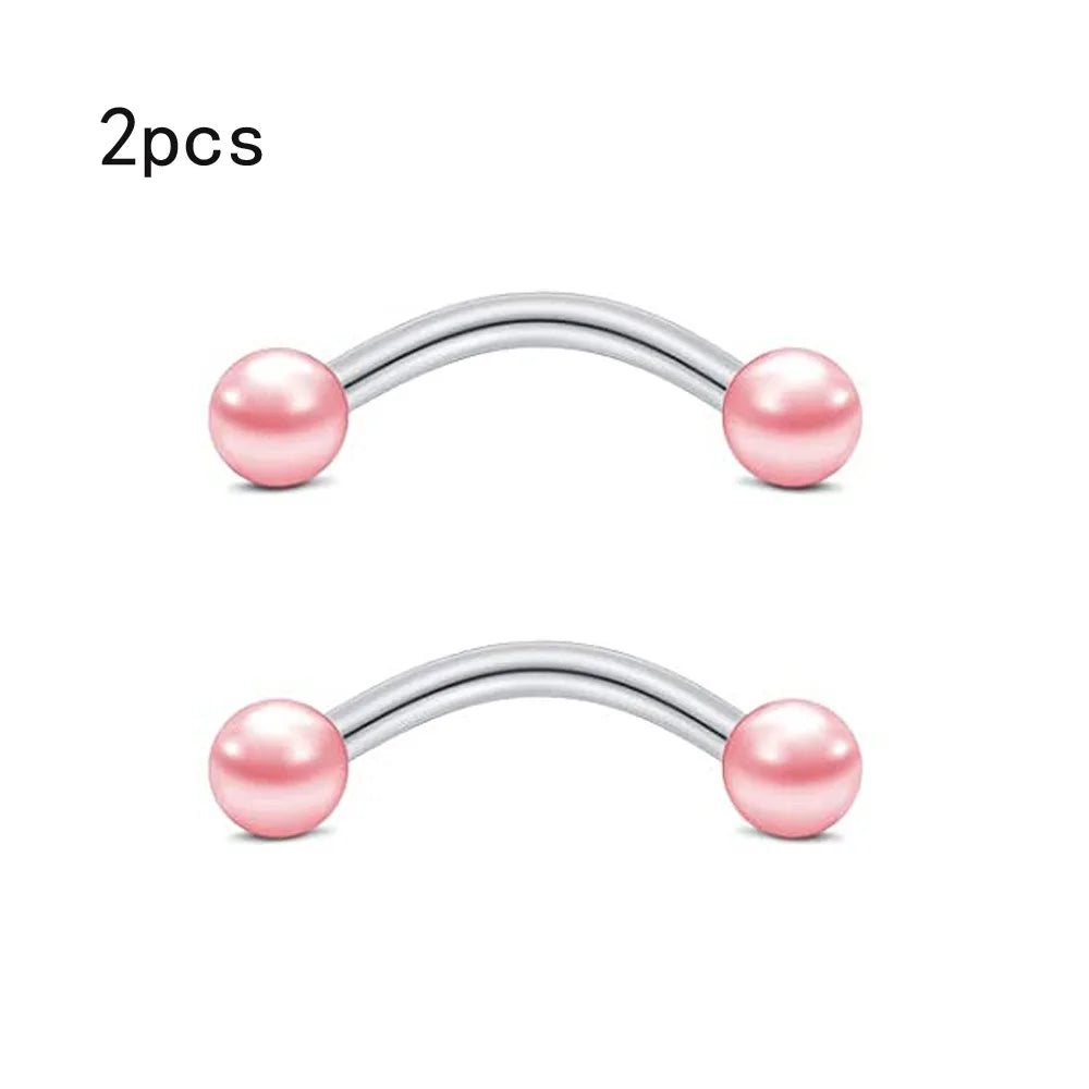 WKOUD 16G Cartilage Helix Earrings Hoop Tragus Snug Piercing Jewelry Stainless Steel Curved Barbell Eyebrow Rings Pink 6/8/10mm