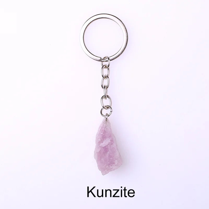 20pcs Natural Rough Raw Stone Crystal Quartzs Keychain Women Men Handbag Hangle Car Key Holder Raw Mineral Stone KeyRing Jewelry Viralgem Store
