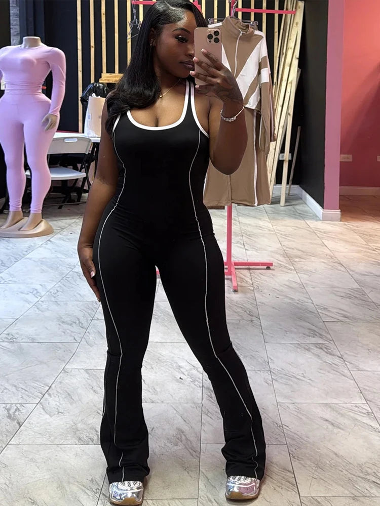 Weird Puss Sporty Women Jumpsuits Fitness Casual Summer O-neck Sleeveless Skinny Overalls Female Active Workou Overall Viralgem Store