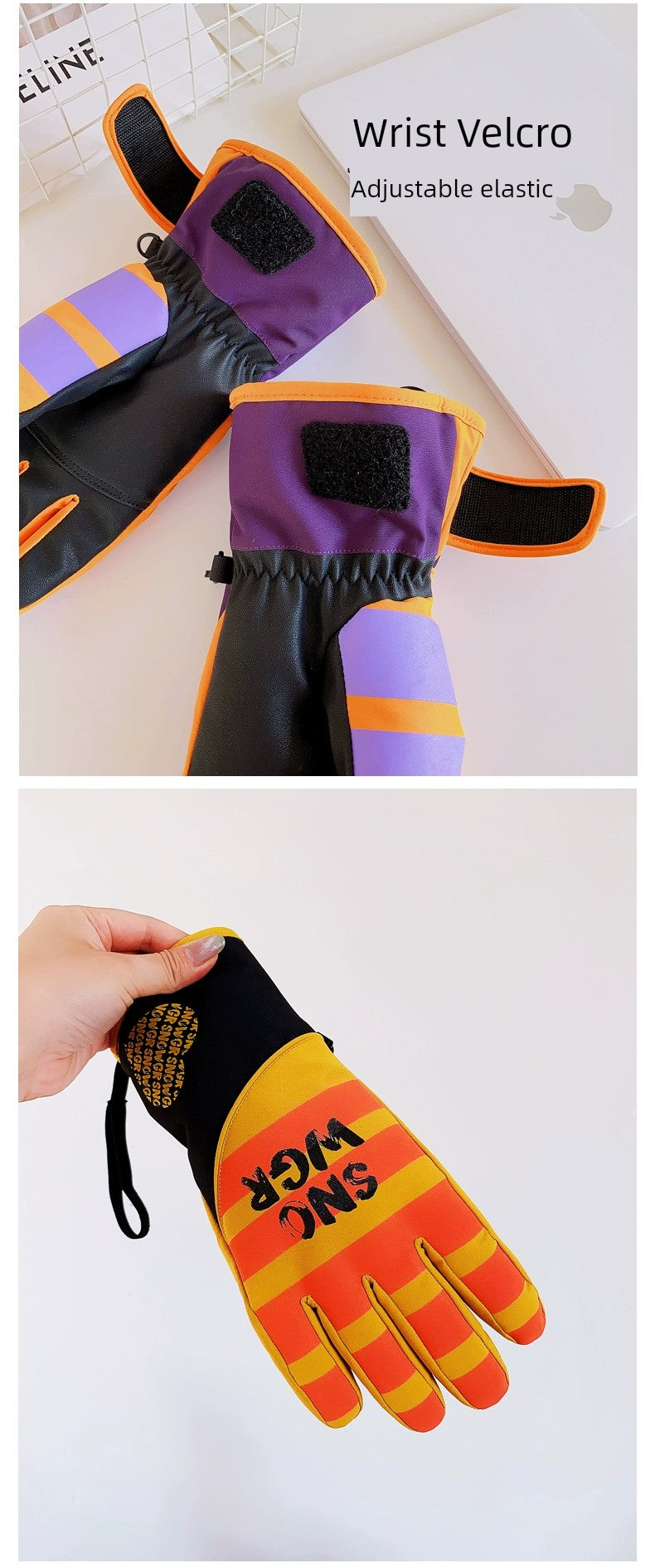 Waterproof Ski Gloves for Women Winter Fleece-Lined Thickened Cotton Students Warm-Keeping Cold-Proof Windproof Touch Screen Cycling Motorcycle Men