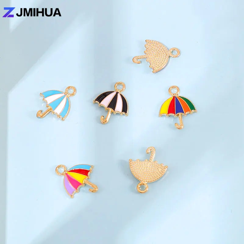 20pcs/lot Metal Enamel Cute Umbrella Charms For Jewelry Making Earrings Pendant Necklaces Bracelets DIY Handmade Accessories