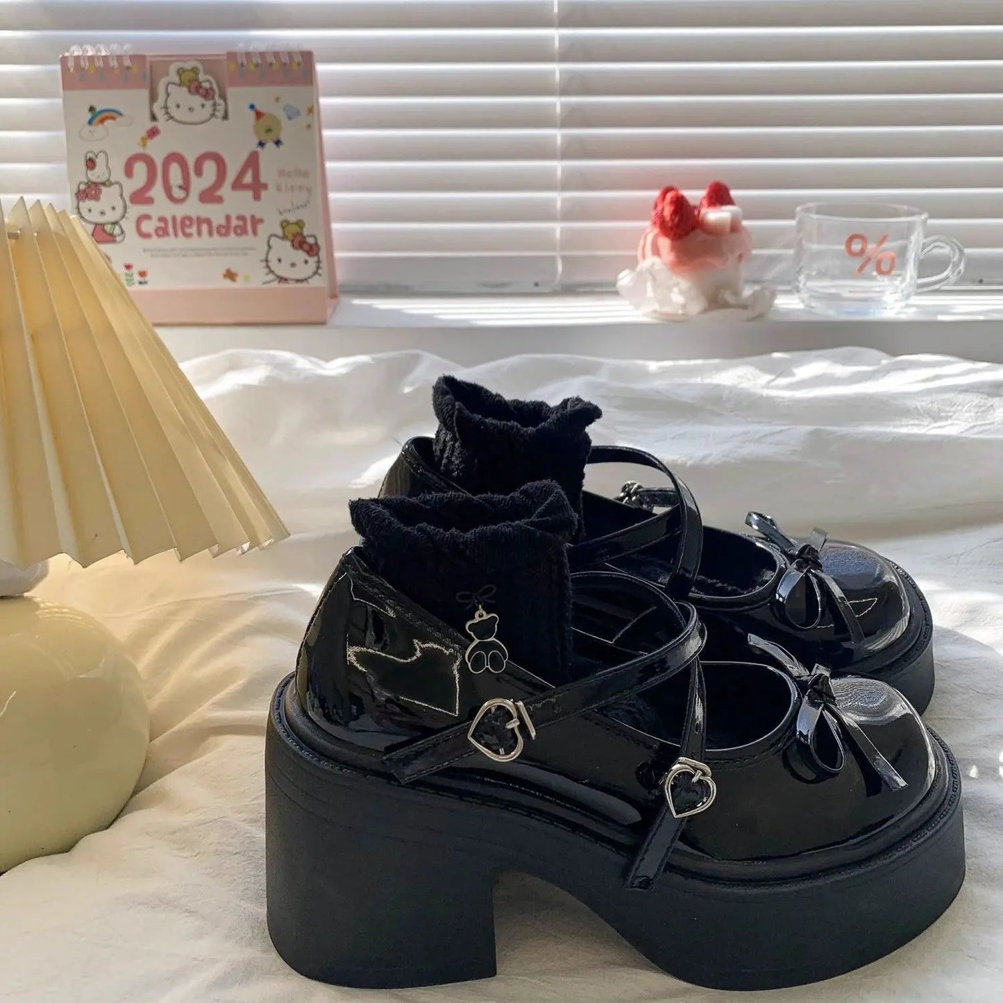 Women's Spring Round Toe Pumps Chunky Heel Mary Janes Shoes Platform Shoes for Women Dress Students Women's Lolita Heeled Shoes Viralgem Store