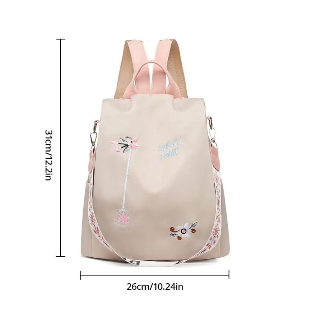 Waterproof Oxford Women Backpack Fashion Anti-theft School Bag Embroidery Designer Female Large Capacity Travel Shoulder Handbag Viralgem Store