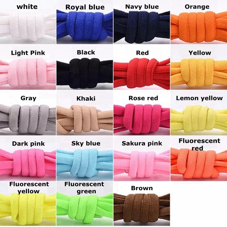 1Pair No tie Shoelaces Round Elastic Shoe Laces For Kids and Adult Sneakers Shoelace Quick Lazy Laces 21 Color Shoestrings