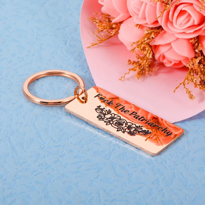 The Patriarchy Keychain Inspirational Gift for Best Friend Feminist Stocking Stuffers Her Activist Gift for Female Girl Women