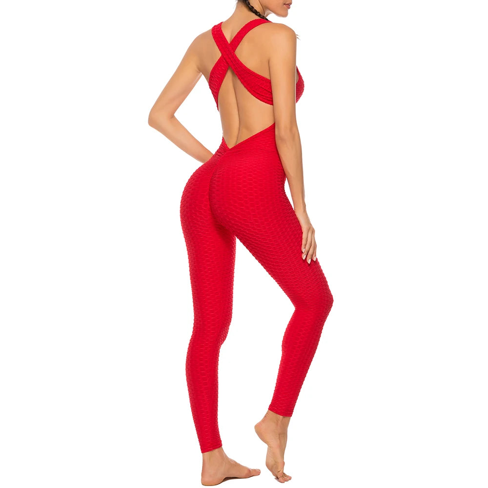 Women Halter Yoga Set Black Activewear Sexy Bandage Sleeveless Jumpsuit Skinny Rompers Solid Elastic Bodycon Fitness Sport Suits Viralgem Store