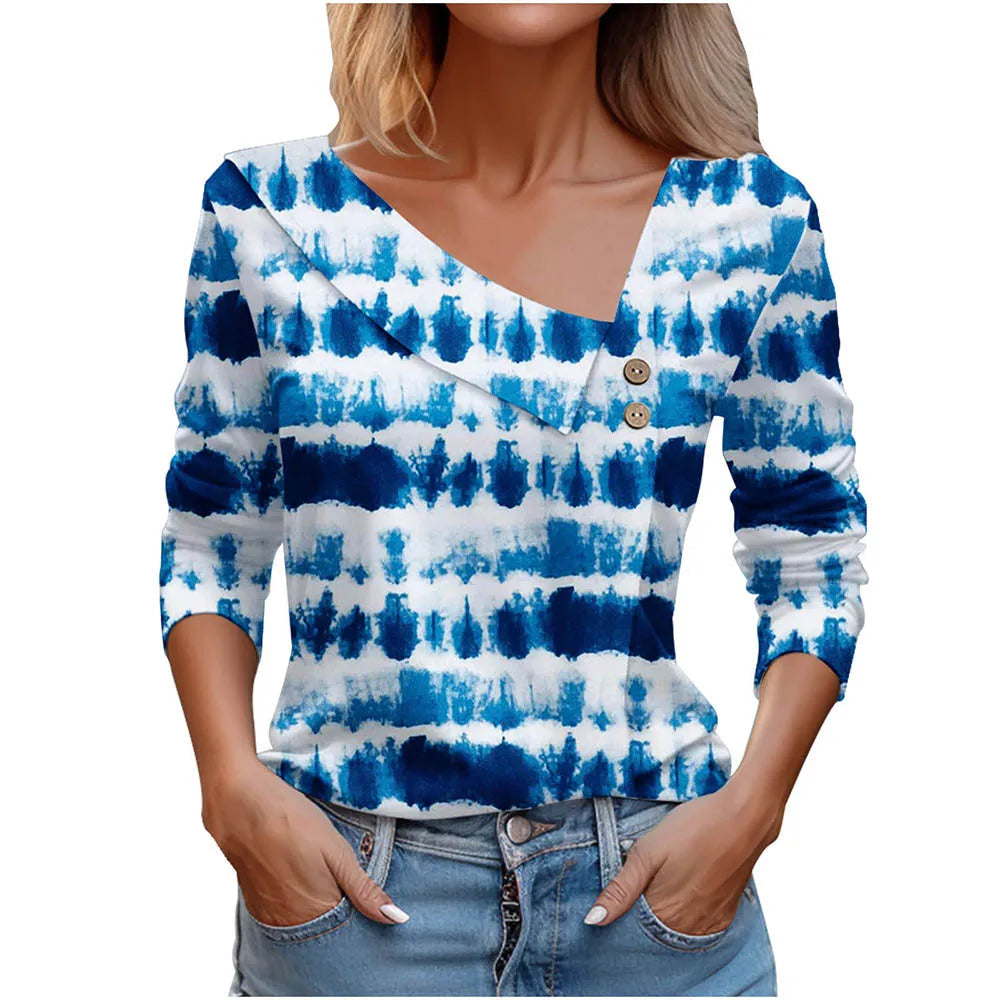 T Shirt For Women Fashion Long Sleeve Top White Floral Print Shirts And Blouses Autumn Winter Clothes For Women 2024 Viralgem Store