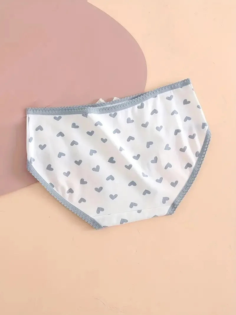 5pcs Heart  Plaid Print Briefs Comfy  Cute Bow Intimates Panties Women's Lingerie  Underwear Viralgem Store