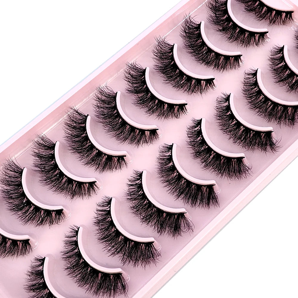 10 Pairs Faux Mink Eyelashes Handmade False Eyelashes Natural Nude Makeup Simulation Cross Messy Eye 3D Curly Eyelashes Freshlook Styles