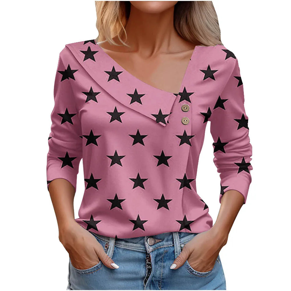 T Shirt For Women Fashion Long Sleeve Top White Floral Print Shirts And Blouses Autumn Winter Clothes For Women 2024 Viralgem Store