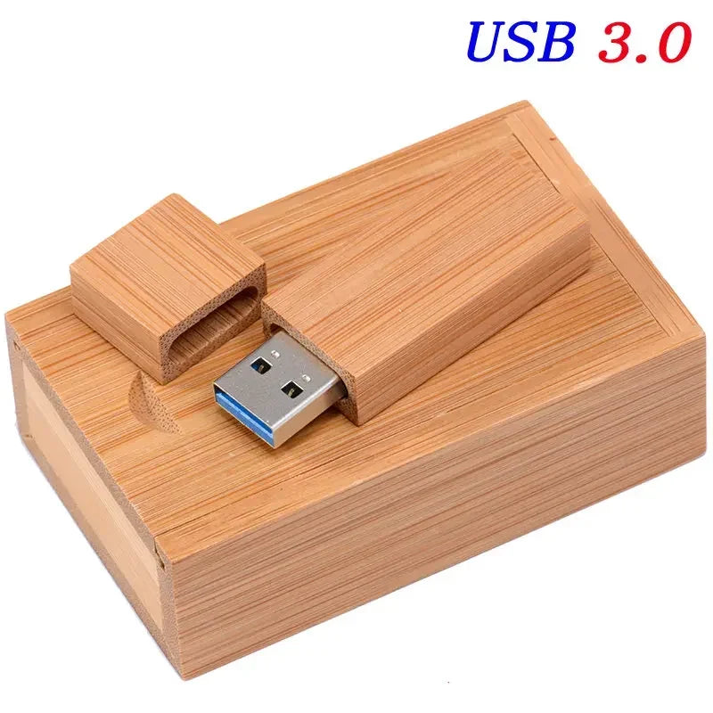 Wooden USB 3.0 Flash Drive 128GB High Speed Pen Drive 64GB Free Custom Logo Memory Stick Photography Wedding Gifts Pendrive 32GB