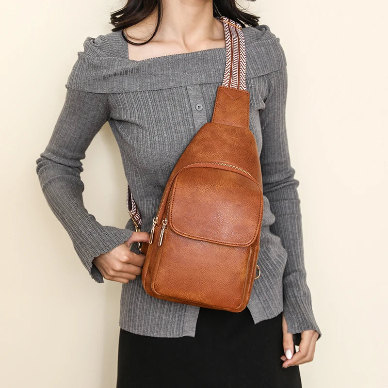 Women Bag Soft PU Leather Shoulder Purse Vintage Fashion Female Chest Bag Designer Multifunctional Shoulder Messenger Crossbody Viralgem Store