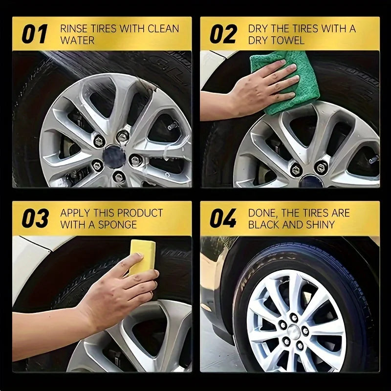 Tire Blackening Coating Wax - Hydrating Luster and Protection, Anti-Aging Tire Care Coating with Sponge Applicator