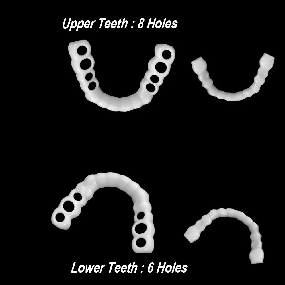 1-5Set Upper Lower Temporary Fit Fake Teeth Cosmetic Denture Smile Veneers False Teeth Brace Cover Upper False Tooth Cover Snap Viralgem Store