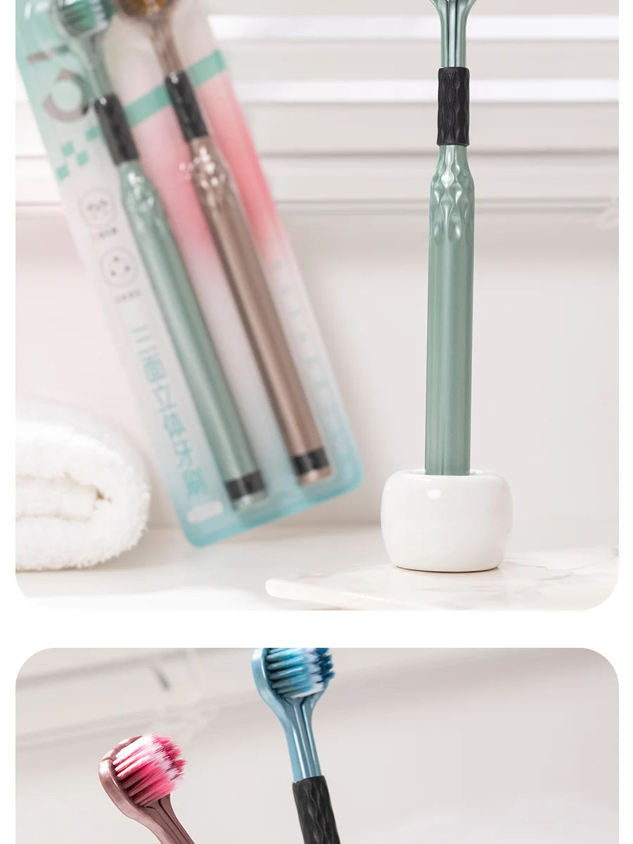 3-Sided Toothbrush for Comprehensive Cleaning | Ideal Angle Design | Raised Tongue Coating Brush | 2-Pack | Soft Bristles for Ge Viralgem Store