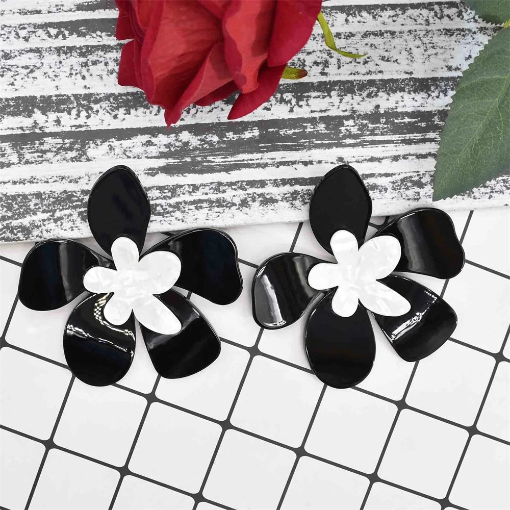 Acrylic Fashion Big Flower Pendant Earrings Double Layer Flowers Women's Earrings for Women 2023 New Party Jewelry Gifts