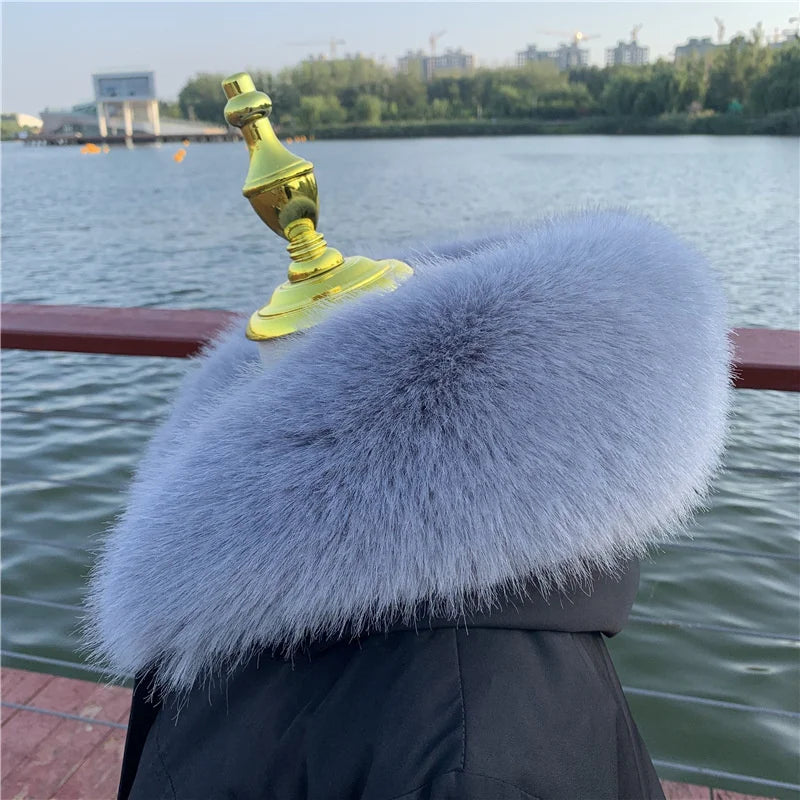 Women Faux Fox Fur Collar Shawl Furry Fur Collar For Winter Coat Hood Fur Decor Fake Fur Scarf Parkas Coat Fur Collar Scarves Viralgem Store