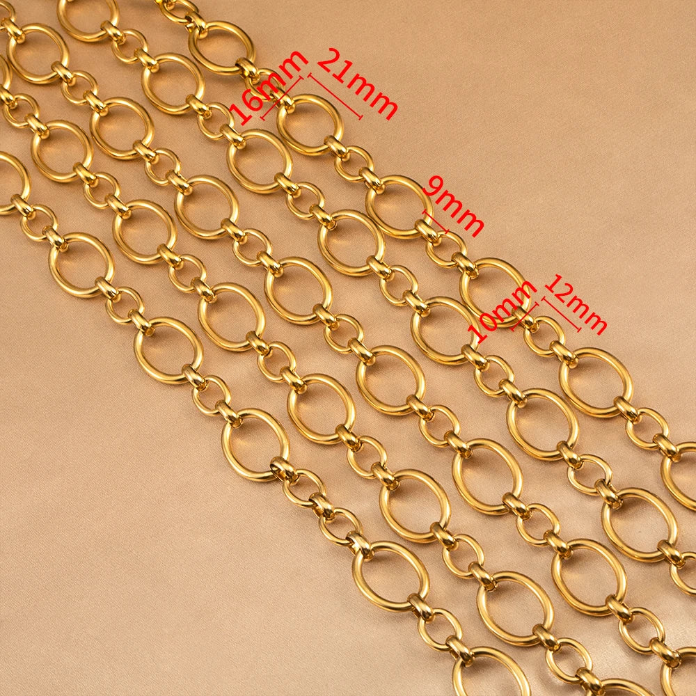 1M Stainless Steel Big Oval Cross Small Circle Link Chains Heavy Chunky Punk Chain DIY Jewelry Making Supplies Necklace Bracelet Viralgem Store