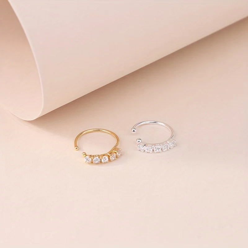 1pc Cubic Zirconia Decor Nose Ring Copper Popular Piercing Body Jewelry Gift For Women & Men Copper Jewelry