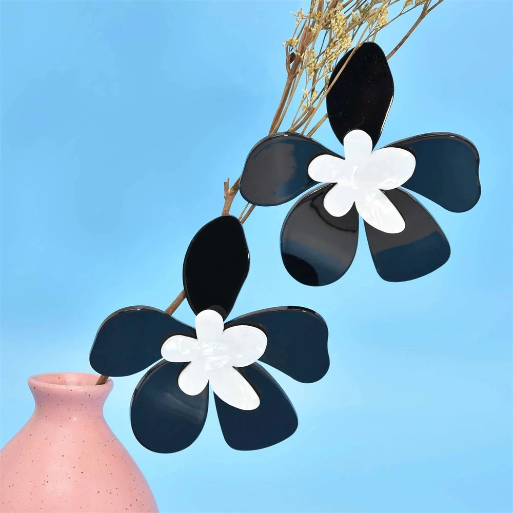 Acrylic Fashion Big Flower Pendant Earrings Double Layer Flowers Women's Earrings for Women 2023 New Party Jewelry Gifts