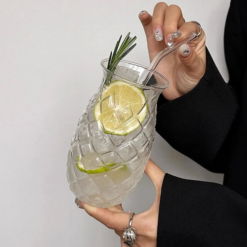 250ml-865ml INS Glass Cup Pineapple Shape Coffee Mug Transparent Cocktail Bar Beverages Soda Water Juice Mugs Cup Drinkware Viralgem Store