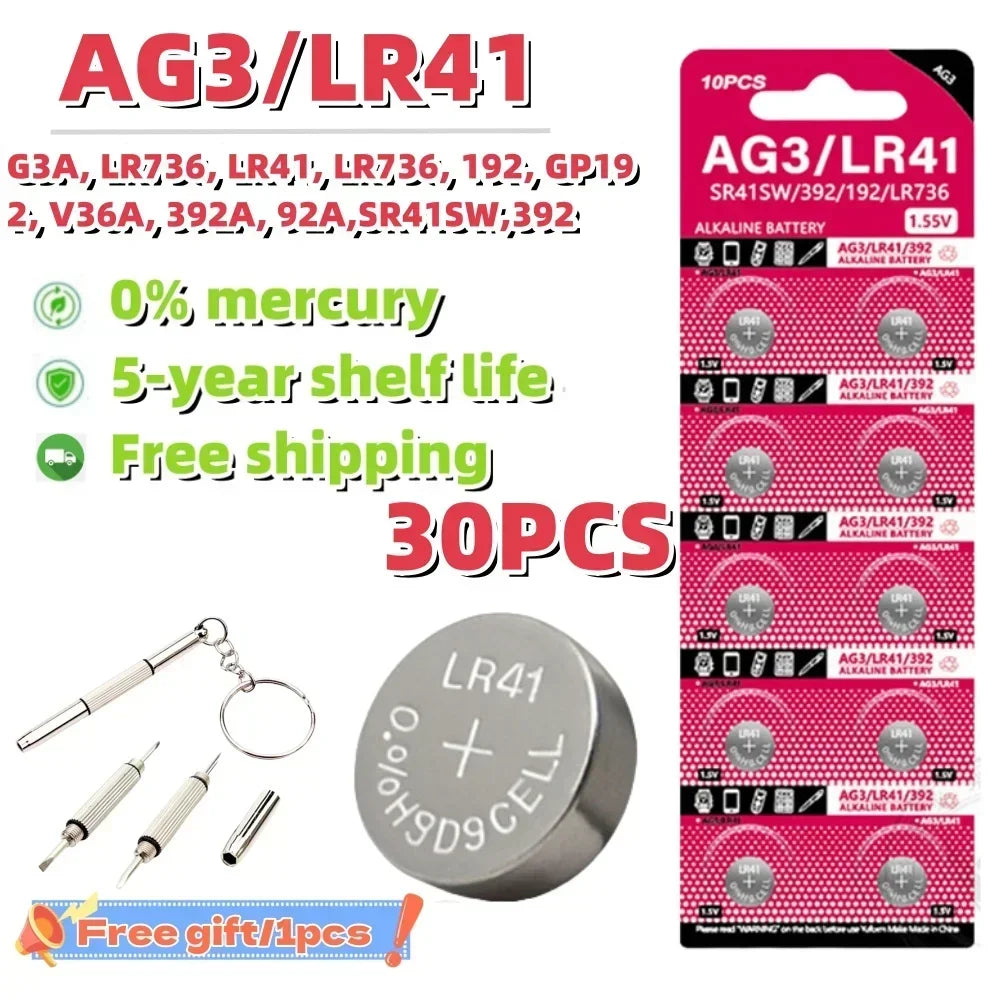 10-100Pcs High Capacity LR41 Alkaline Batteries AG3 L736 392 384 192 Premium 1.5V Button Coin Cell Batteries for Medical devices Viralgem Store