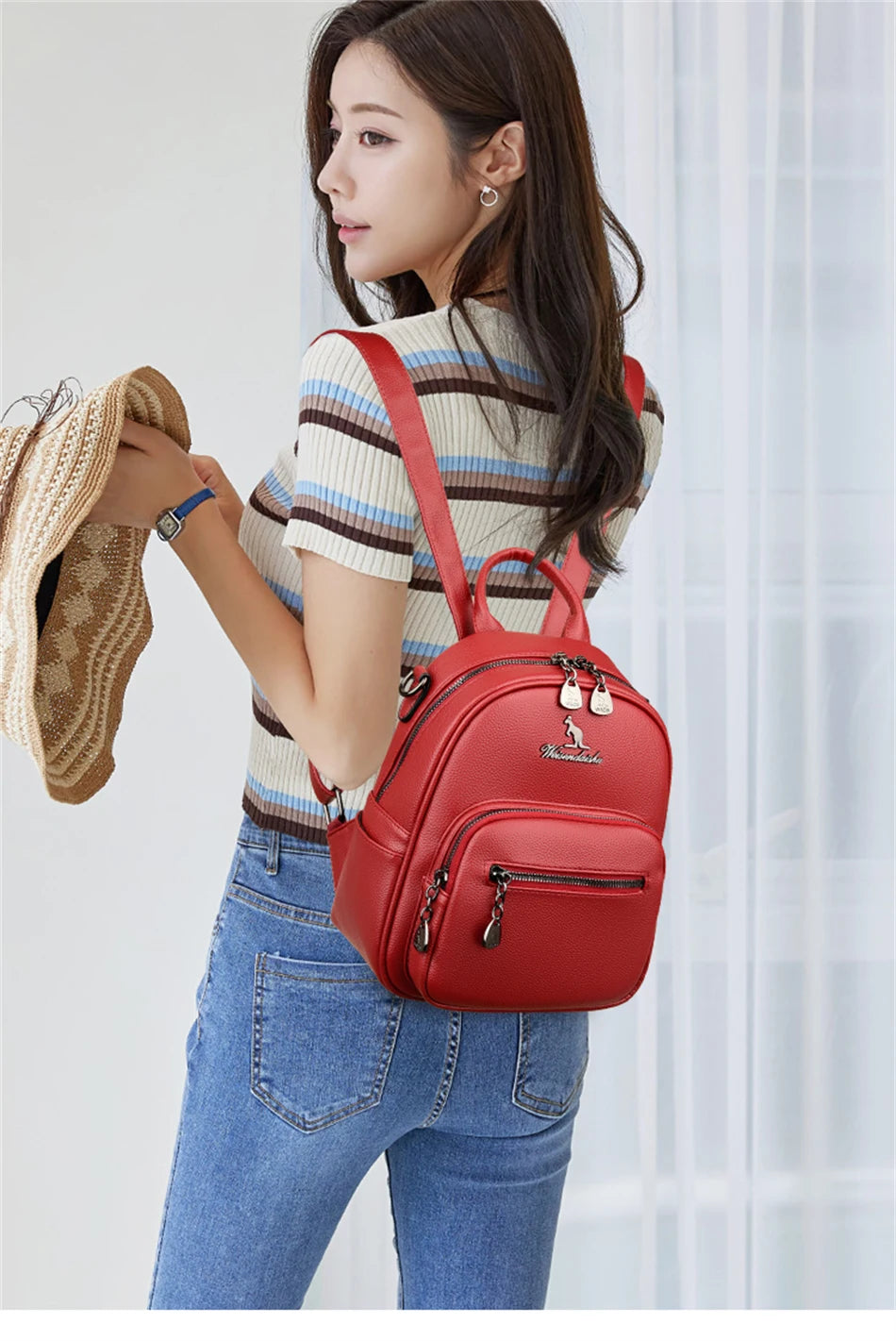 Women Travel Backpack for Teenager Girl 2024 Soft Leather Female Fashion 3 In 1 Bagpacks Large Capacity Ladies Mochilas Feminina Viralgem Store