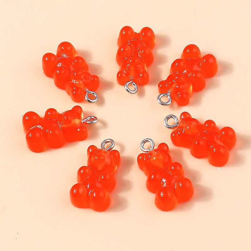 30colors 10pcs 22X11mm Candy Color Gummy Mini Bear Charms for Making Cute Earrings Pendant Necklace DIY Creative Jewelry Finding