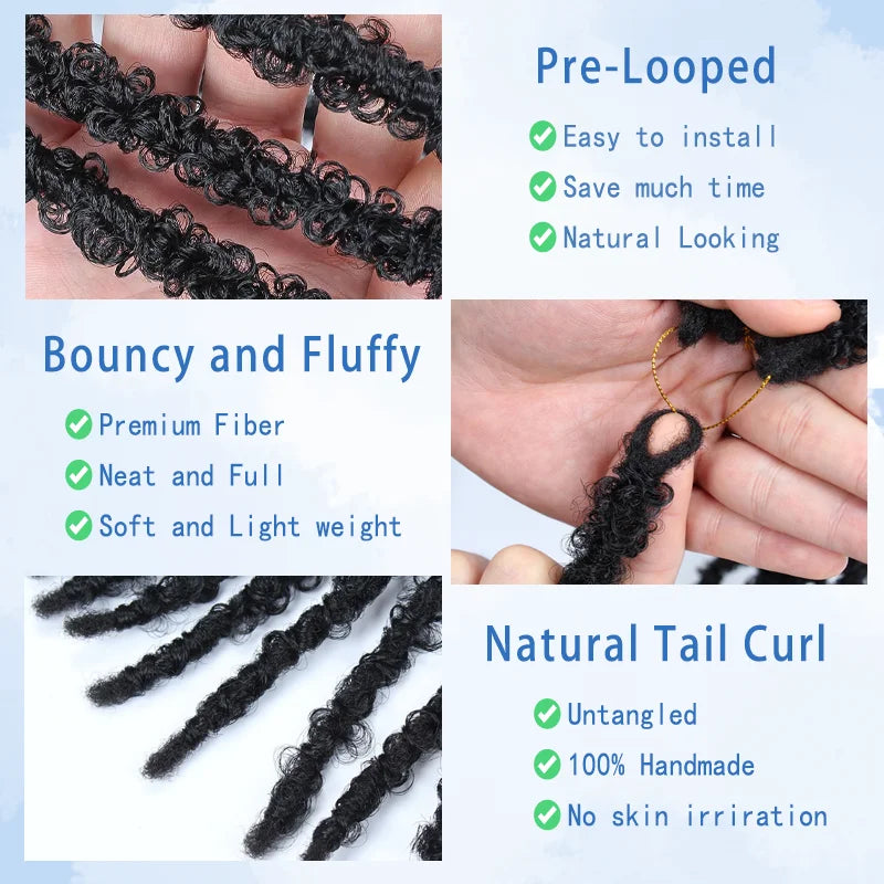Synthetic Distressed Butterfly Locs Crochet Hair, 6 Packs Long Black Butterfly Jumbo Loc Light Weight Soft Faux Locs