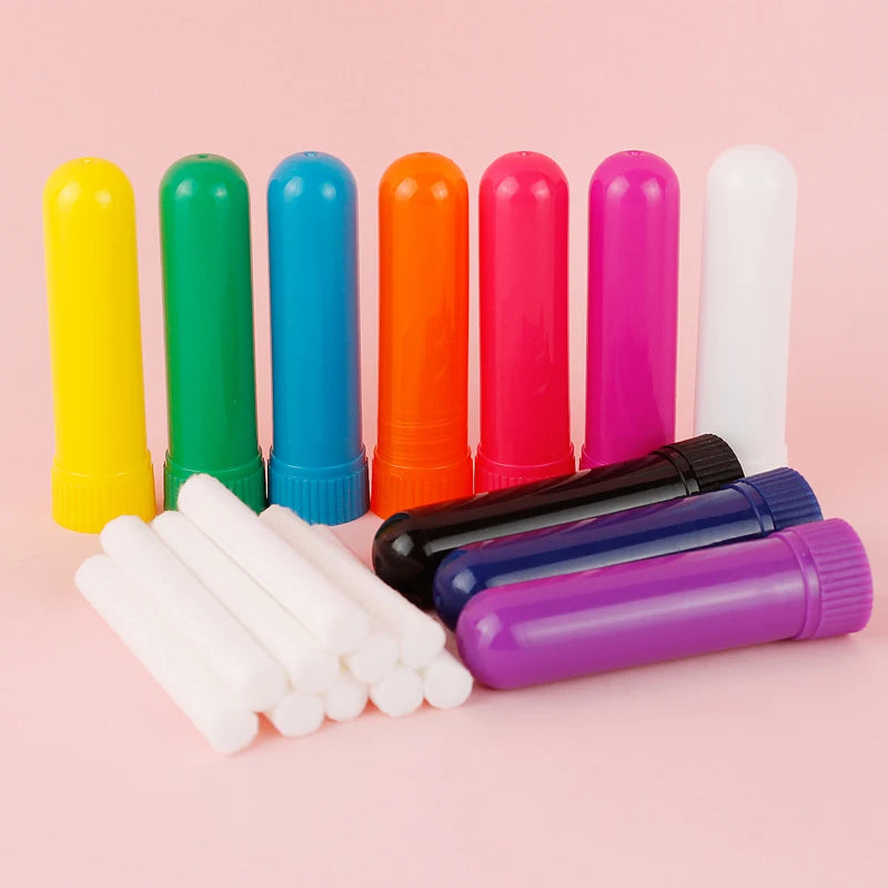 30-80 sets Colorful Plastic Nasal Inhalers Sticks Refill for Perfume with Cotton Wicks Nasal Inhaler for Essential Oil Container Viralgem Store