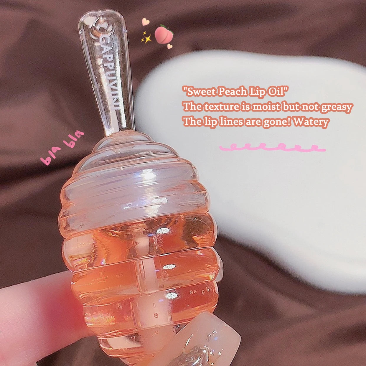 1PC Lip Oil Honey Peach Lip Care Moisturizing Unisex Lip Balm Fade Lip Lines Lip Masks Not Sticky Glossy Clear Lip Gloss Primer