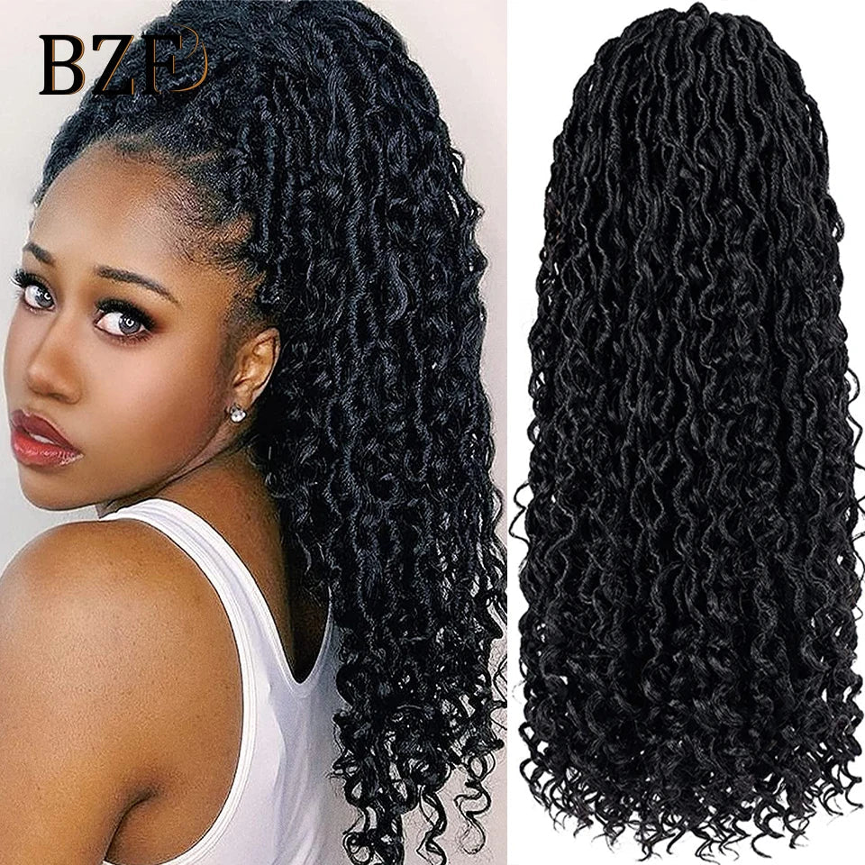 TBUG Goddess Faux Locs Crochet Hair 22 Inch 1B River Locs Braid Curly Hair Faux Locs Synthetic Braiding Hair Extension For Women Viralgem Store