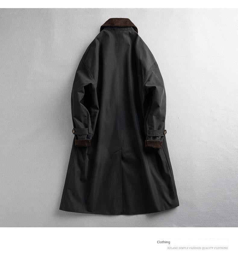 2024 Spring & Fall New Arrival K-style Loose Lapels Men's Mid-Length Trench Coat Japanese-Style Retro Casual Korean Coat Men Viralgem Store