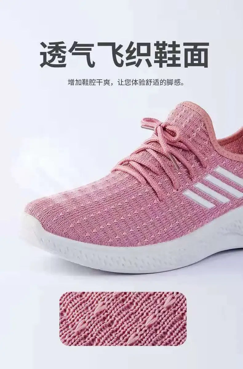 Trendy Shoes New Fly-Knit Sneakers Spring and Summer Soft Bottom Casual Mom Shoes Mesh Low-Top Running Student Shoes