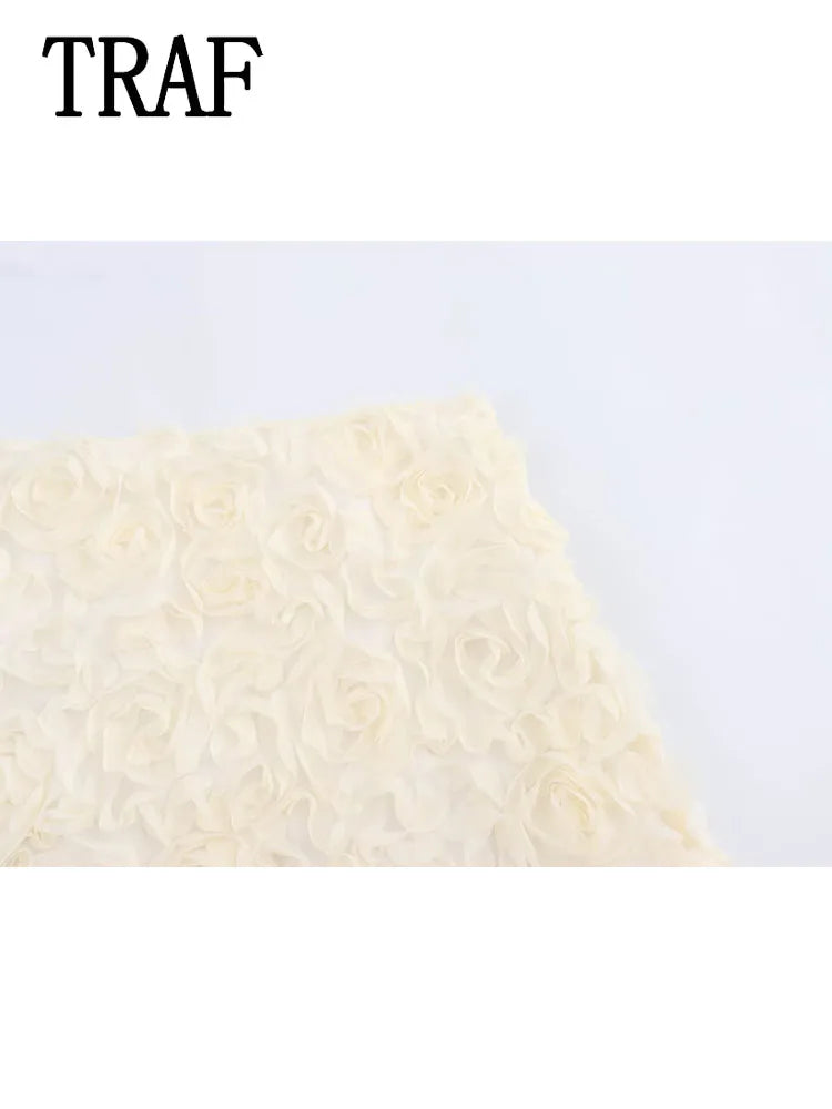 TRAF Women's Floral Texture Mini Skirt 2024 New Casual Fashion High Waist Skirt Female Elegant Streetwear Skirt Viralgem Store