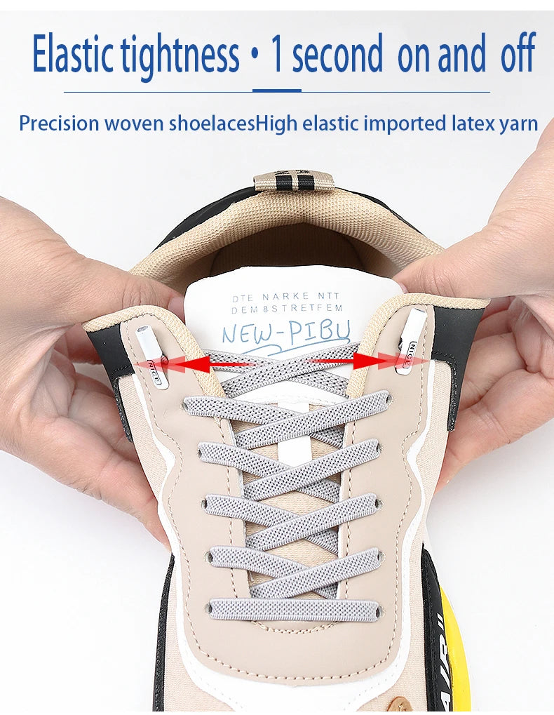 1Pair No Tie Shoelace Elastic Shoelaces Leisure Sneakers Quick Flat Shoelaces Lazy Shoe Laces Nice Buckle Kids and Adult Unisex